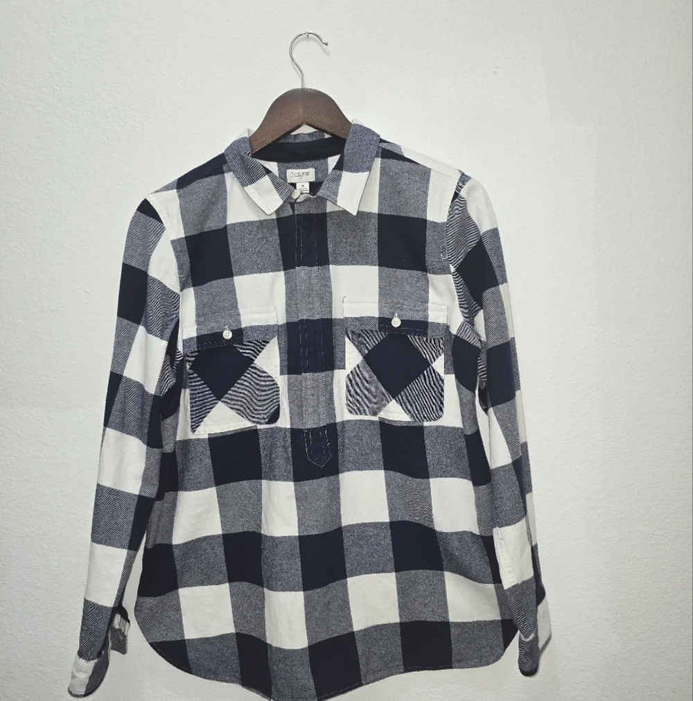 J.Crew Navy and White Checkered Shirt